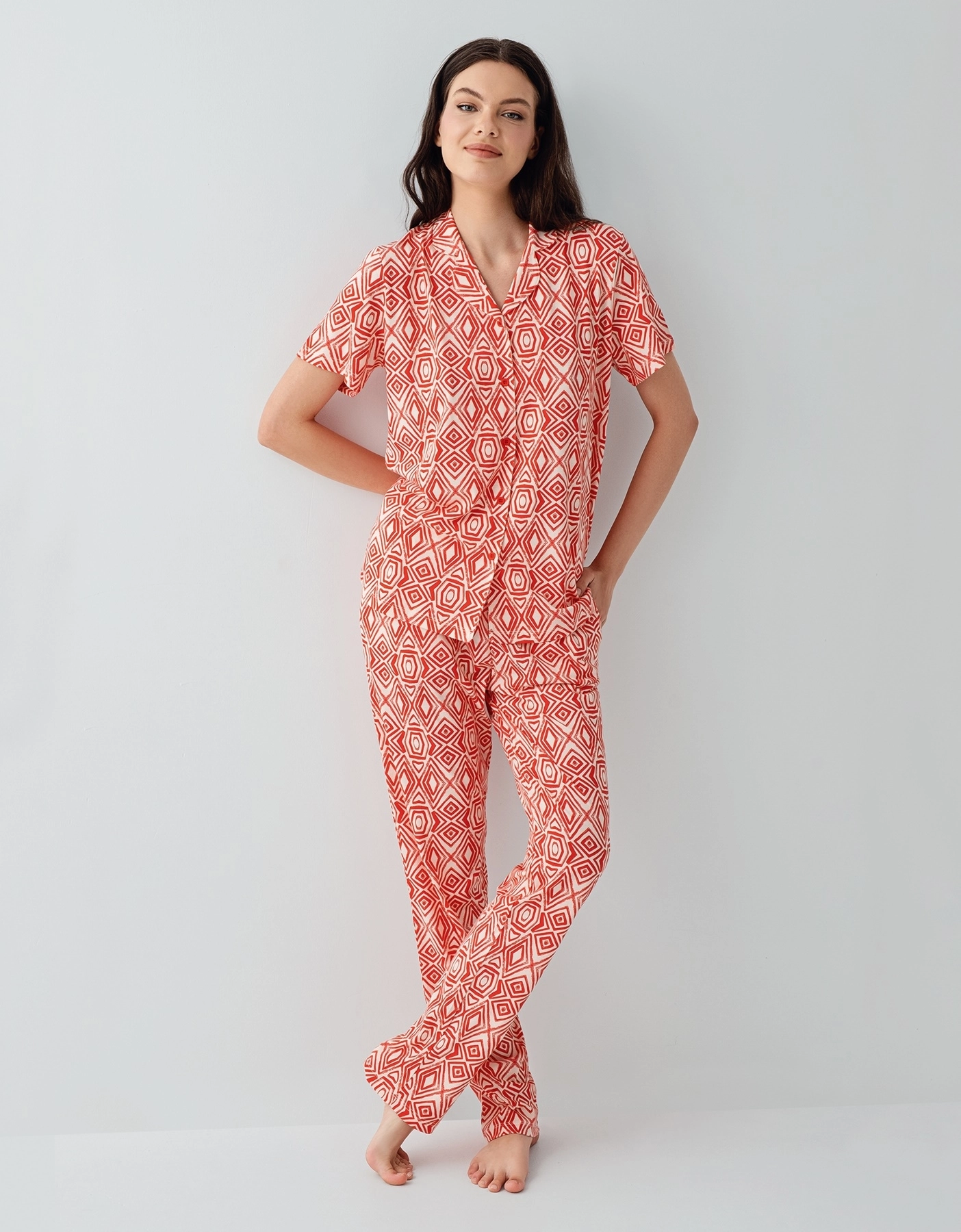 Arnetta Kadın Kısa Kollu Gömlek Pijama Takımı