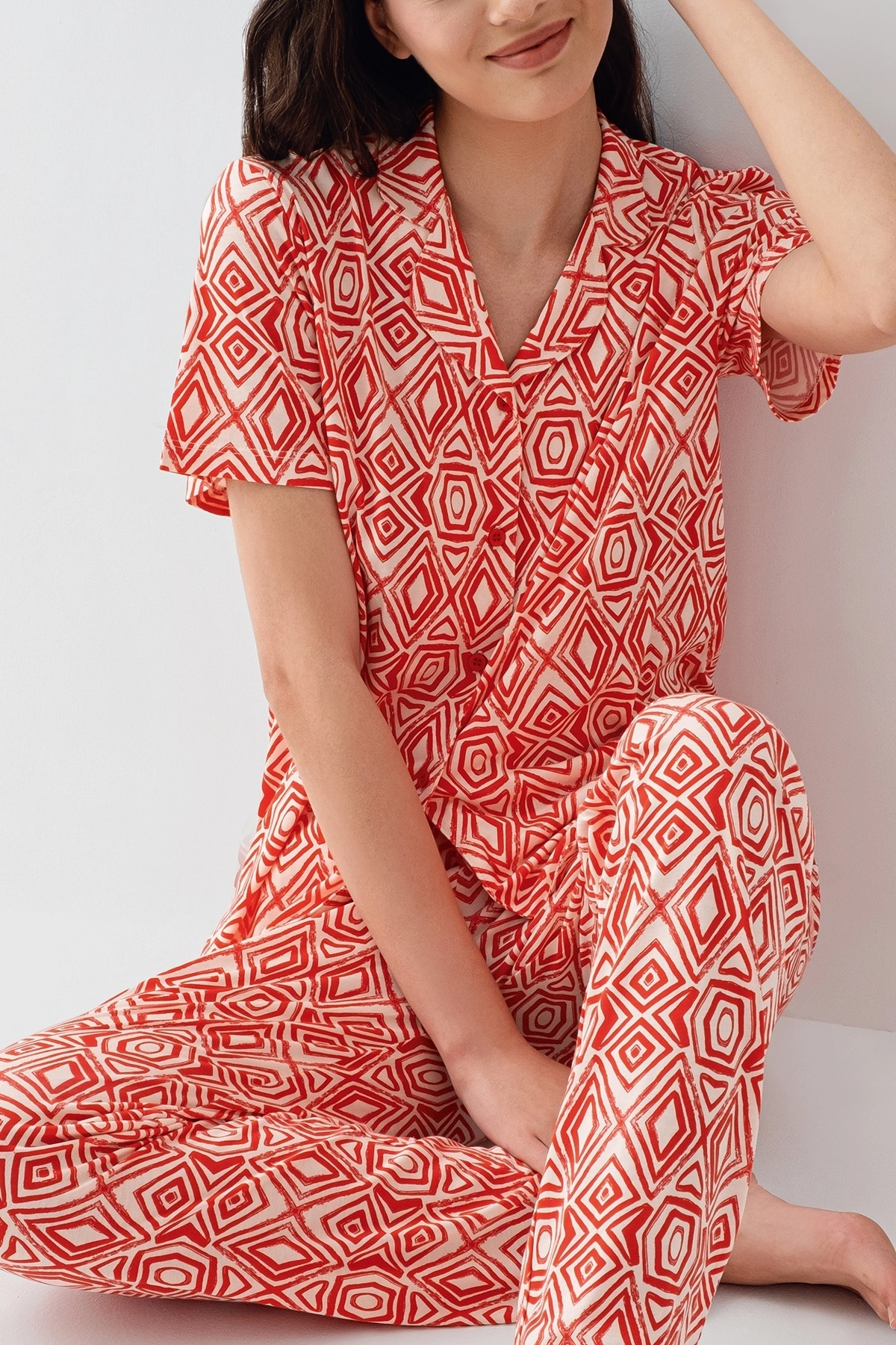 Arnetta Kadın Kısa Kollu Gömlek Pijama Takımı