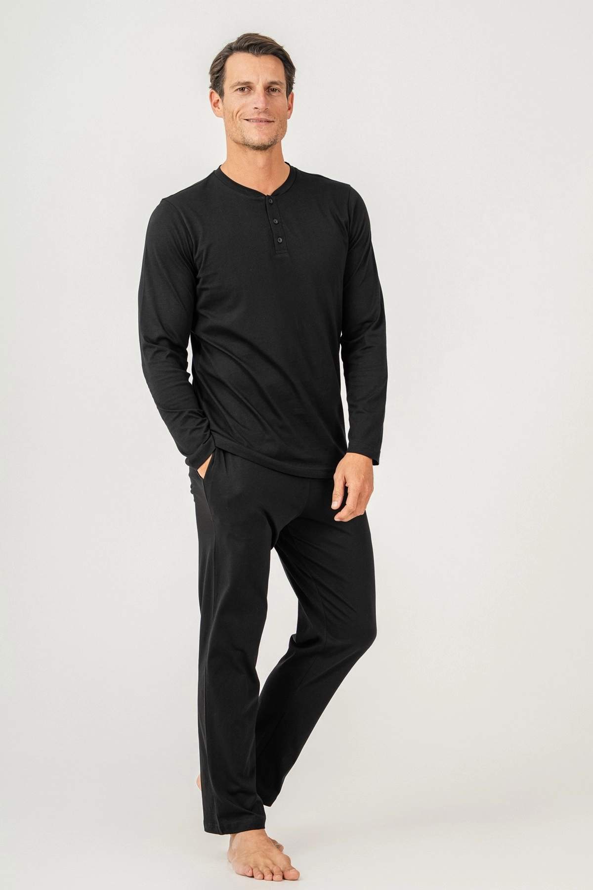 Arnetta 3694 Erkek Uzun Kol Pijama Takımı-Siyah