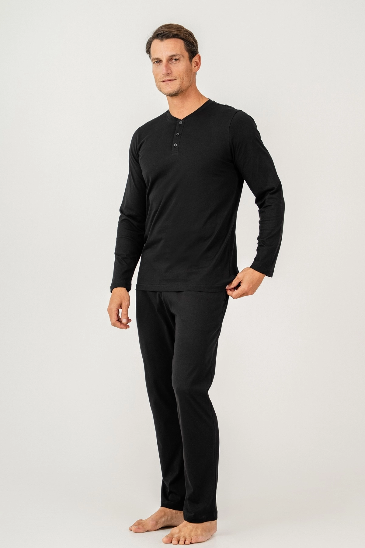 Arnetta 3694 Erkek Uzun Kol Pijama Takımı-Siyah