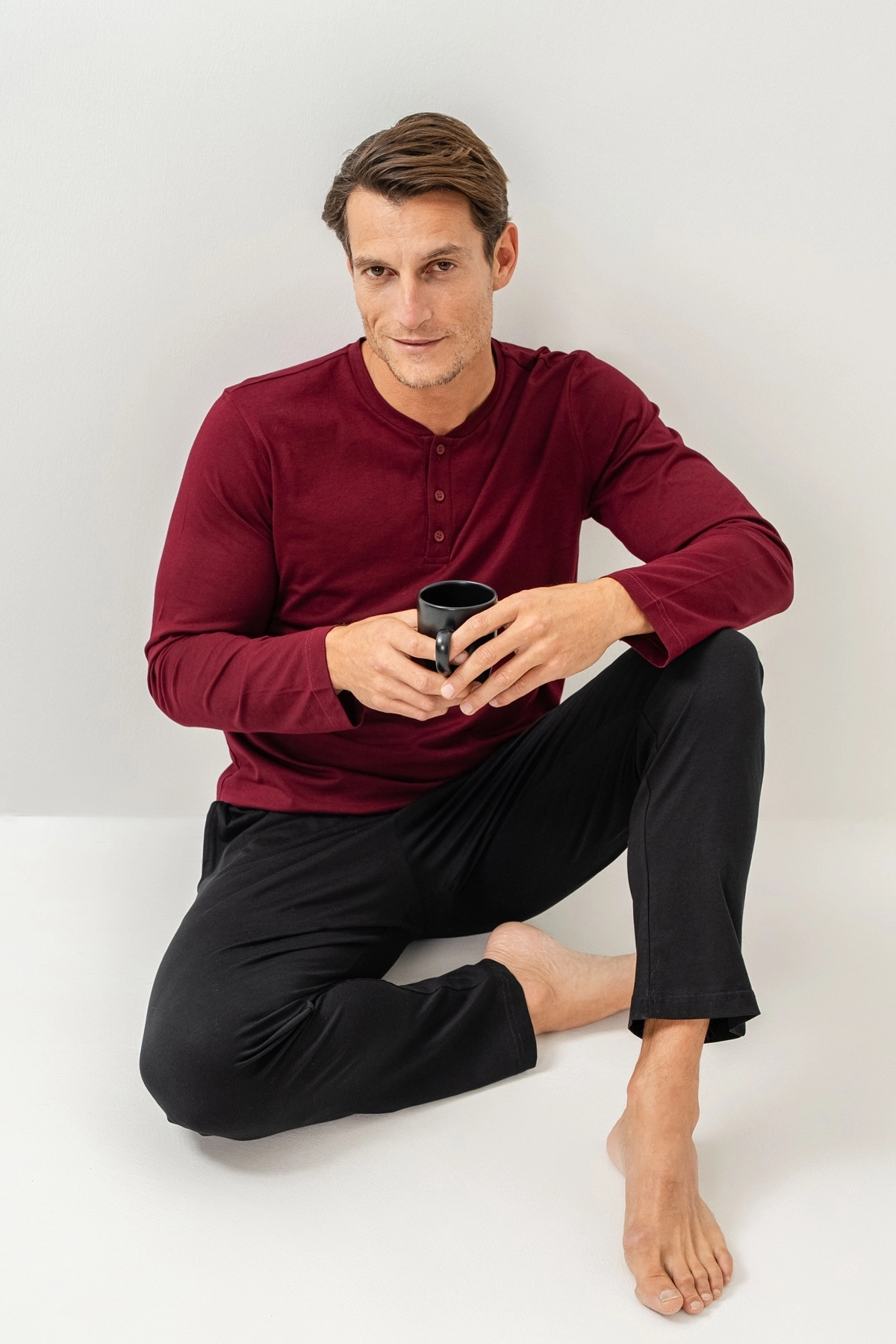 Arnetta 3694 Erkek Uzun Kol Pijama Takımı-Bordo