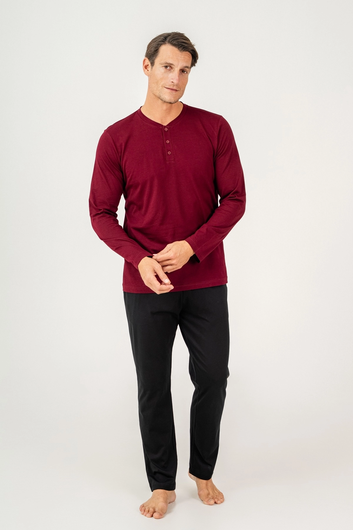 Arnetta 3694 Erkek Uzun Kol Pijama Takımı-Bordo