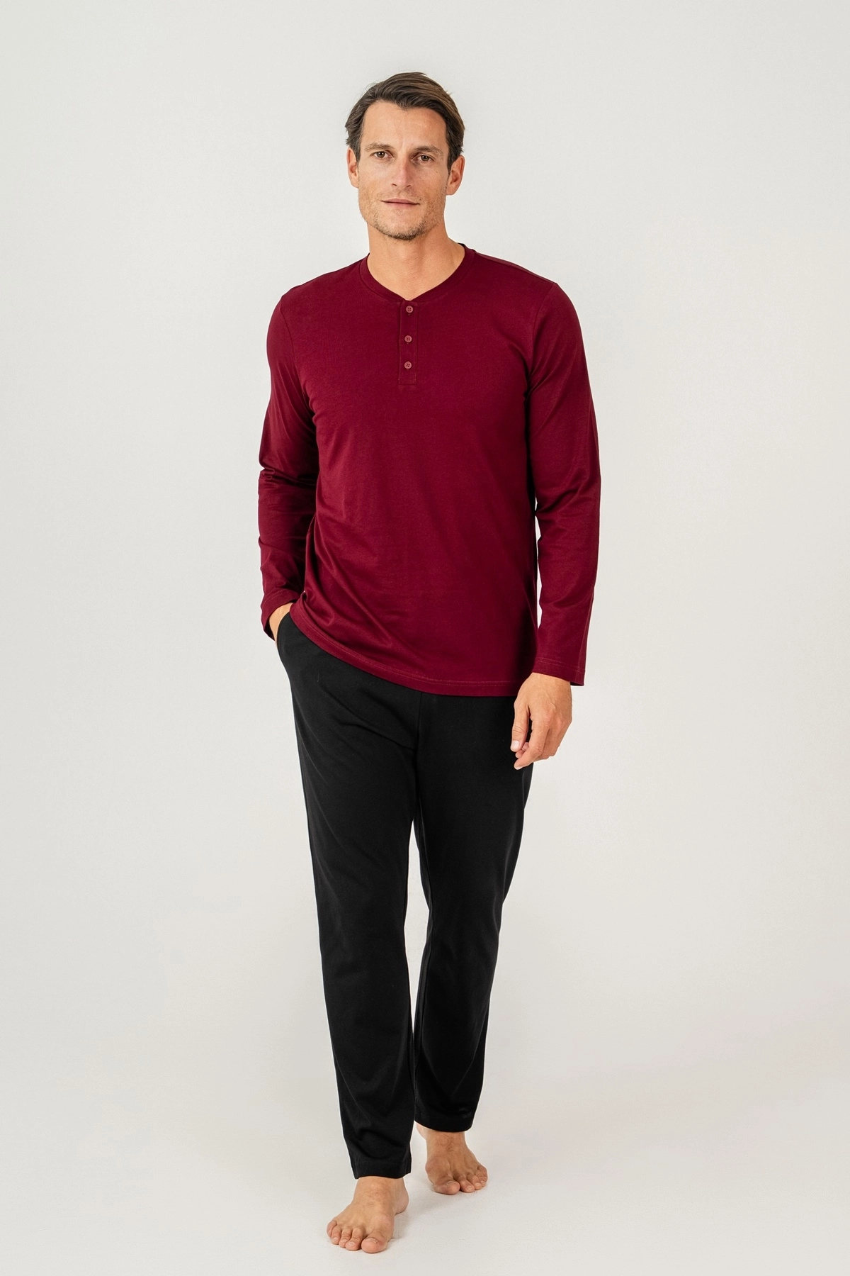 Arnetta 3694 Erkek Uzun Kol Pijama Takımı-Bordo