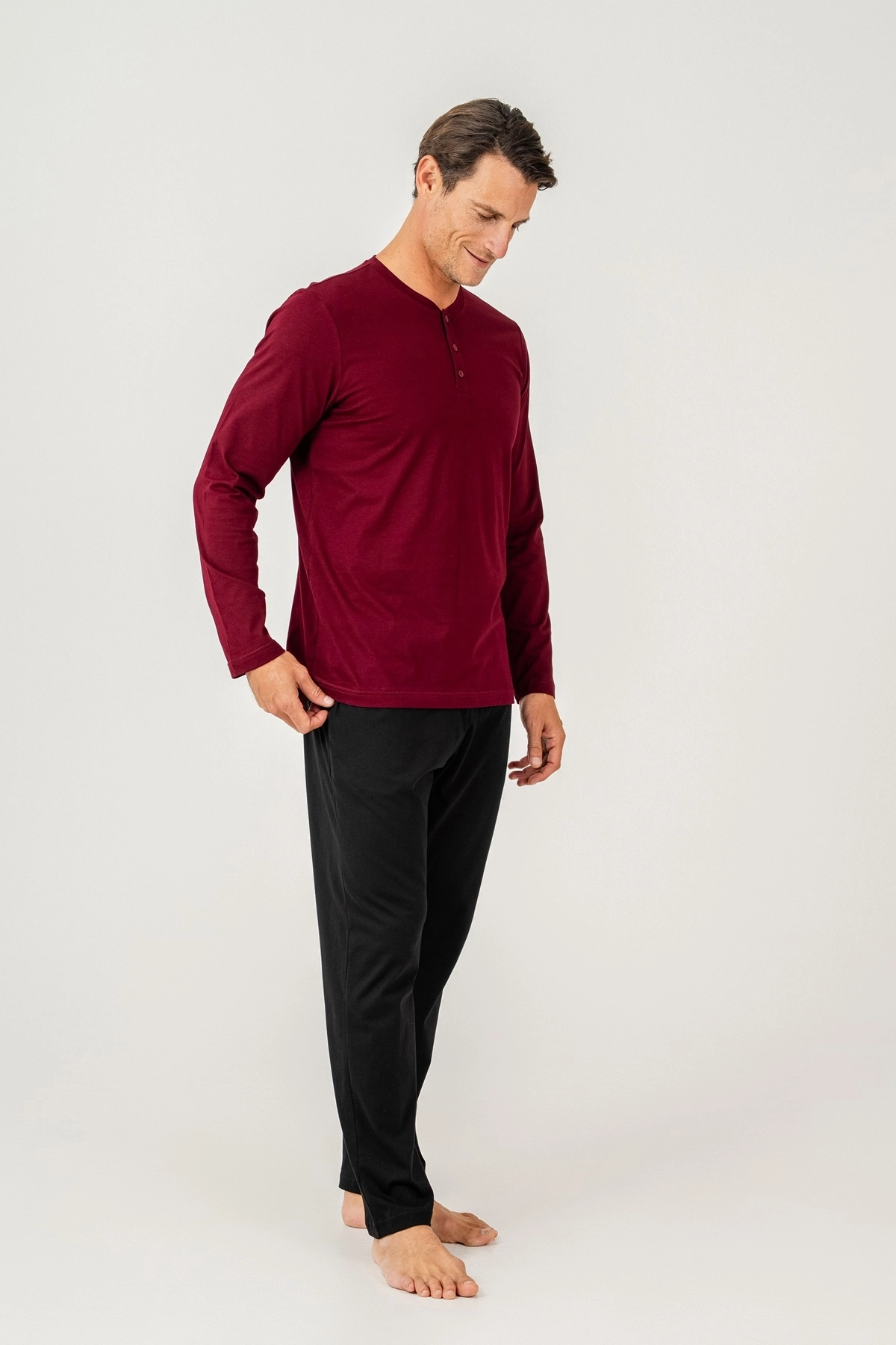 Arnetta 3694 Erkek Uzun Kol Pijama Takımı-Bordo