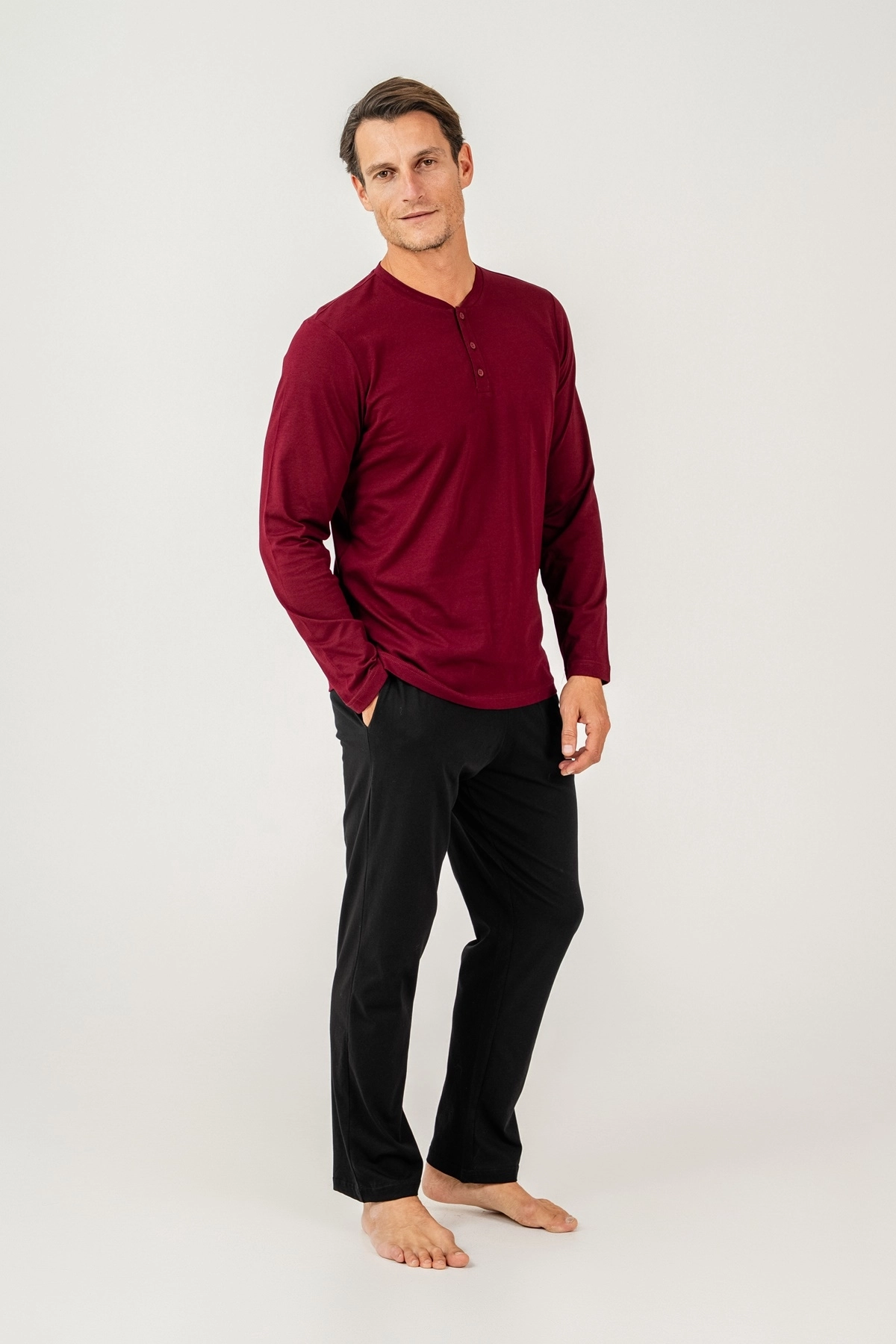 Arnetta 3694 Erkek Uzun Kol Pijama Takımı-Bordo