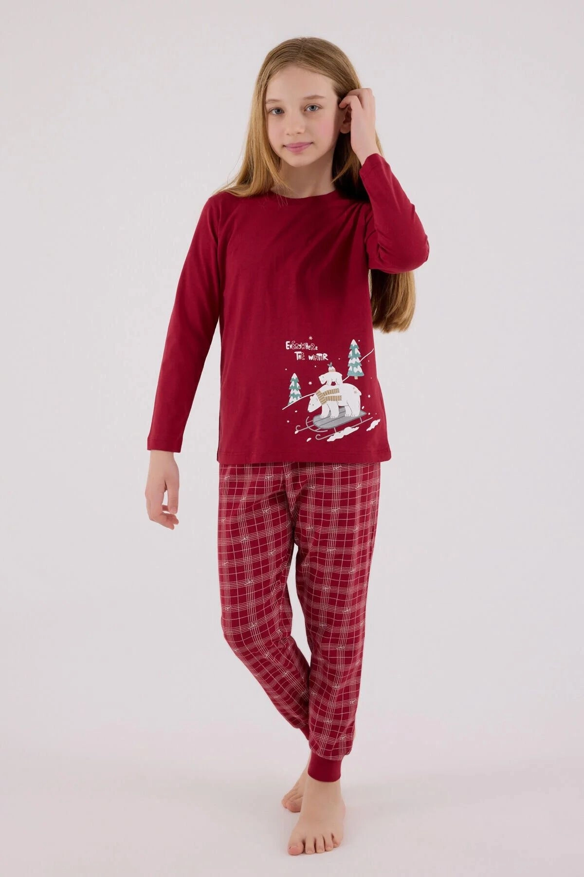 Arnetta Kız Çocuk Garson Boy Uzun Kollu Pijama Takımı 3445-G
