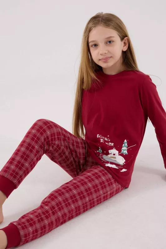 Arnetta Kız Çocuk Garson Boy Uzun Kollu Pijama Takımı 3445-G