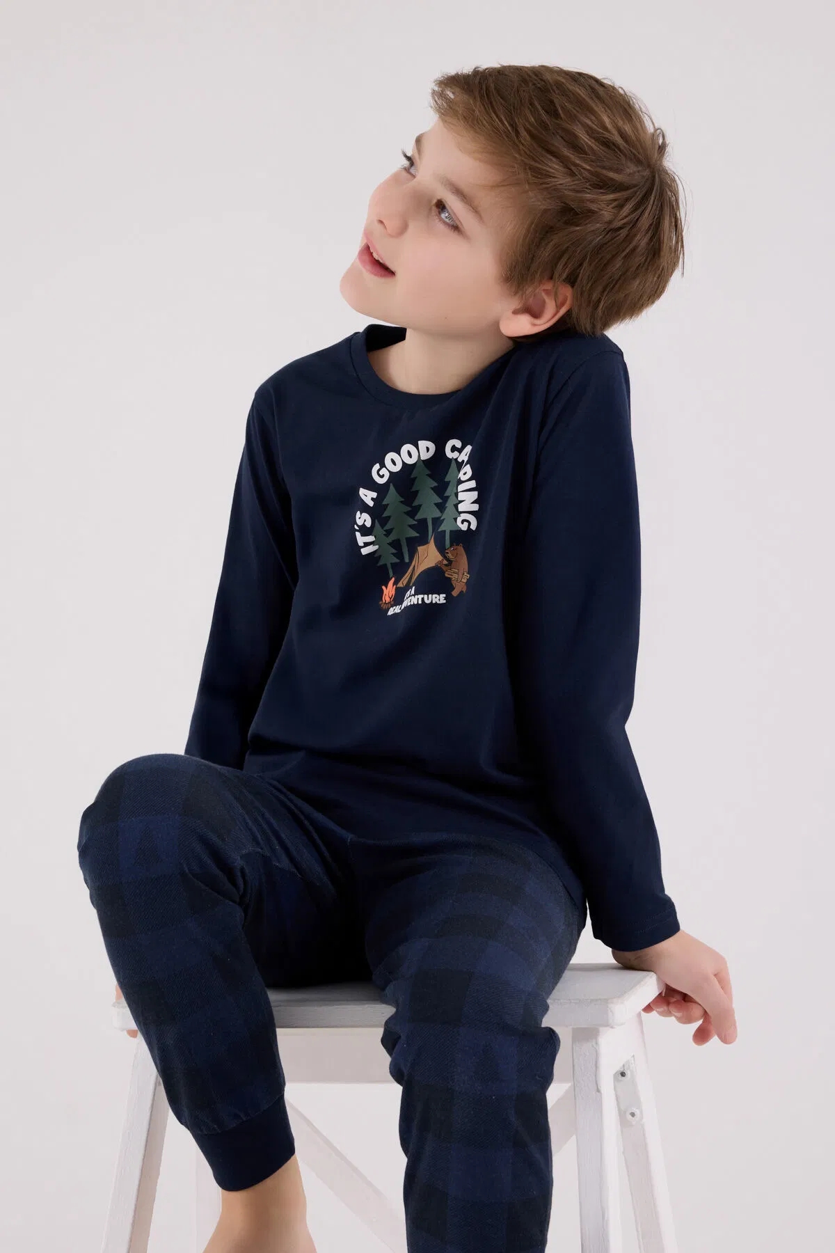 Arnetta Erkek Çocuk Haki Pijama Takımı 3500-G-Lacivert