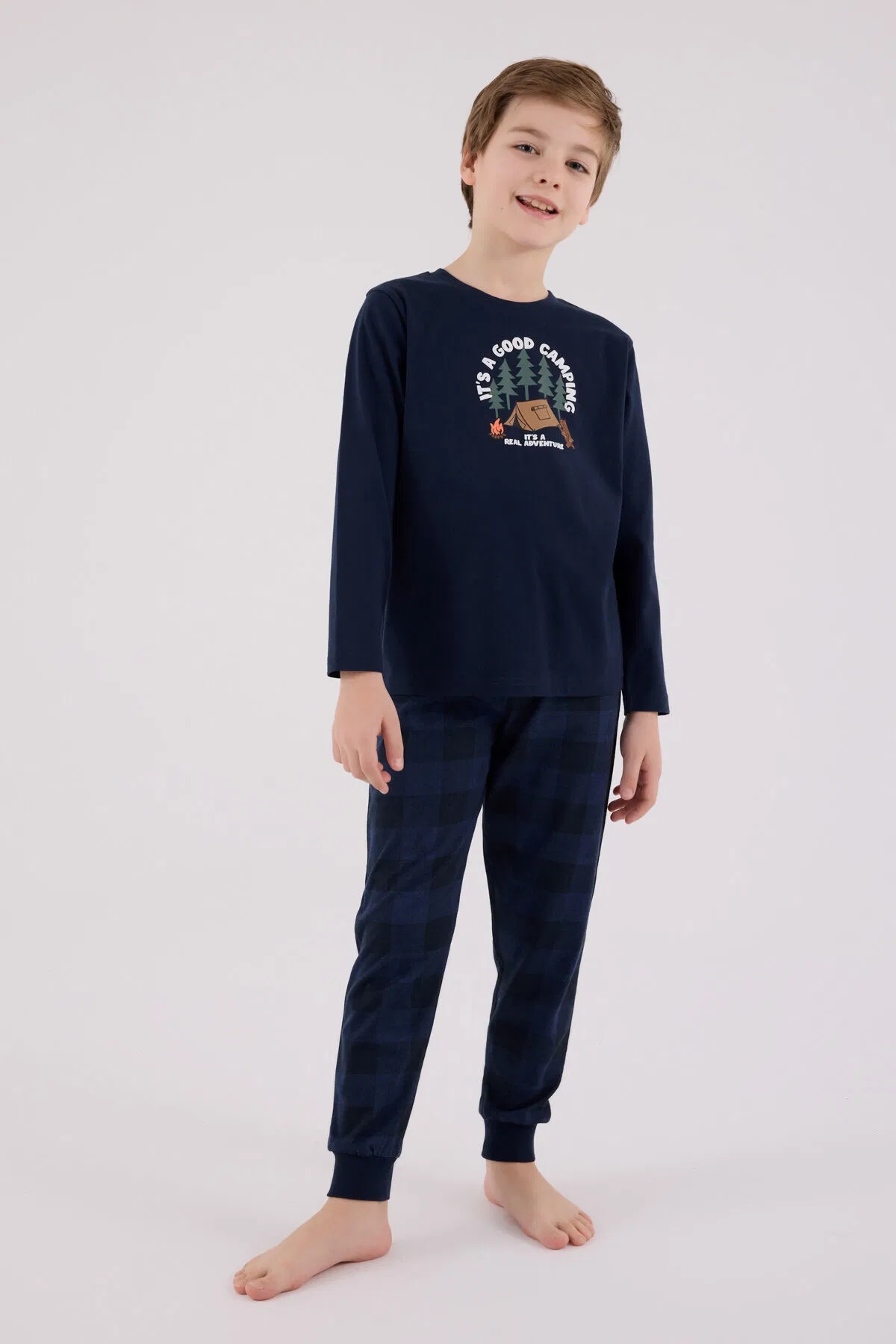 Arnetta Erkek Çocuk Haki Pijama Takımı 3500-G-Lacivert