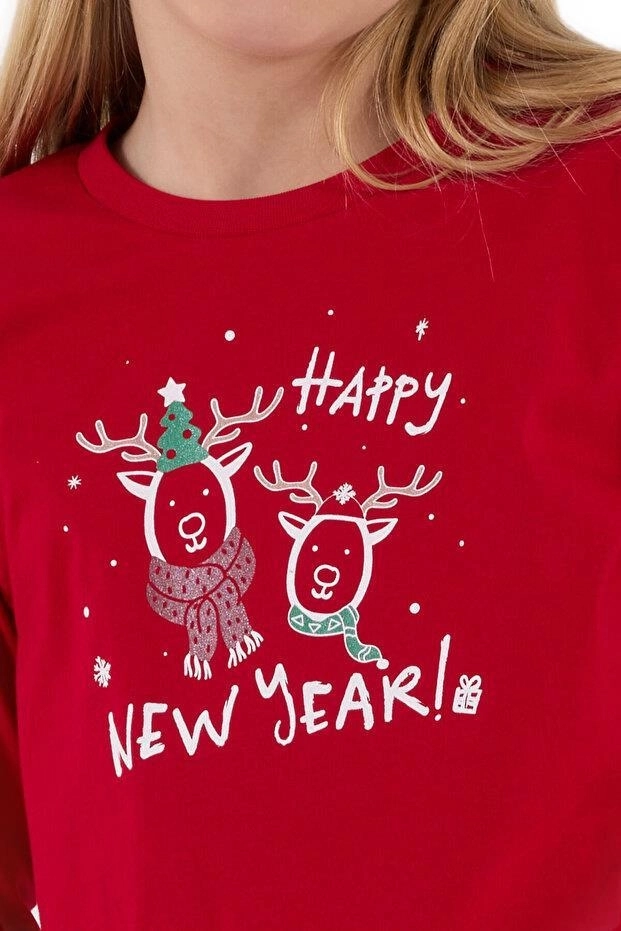 Arnetta Kız Çocuk Kırmızı Uzun Kollu Pijama Takımı 3514-G
