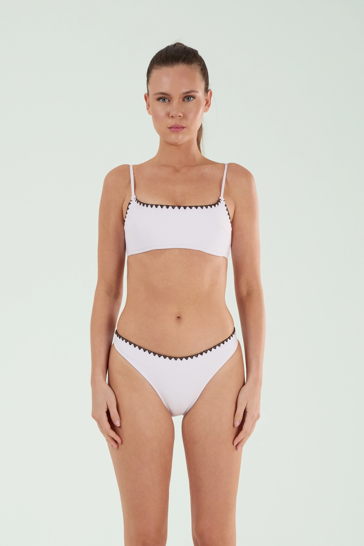 B21046 NAKIŞLI STRAPLEZ BİKİNİ TAKIM