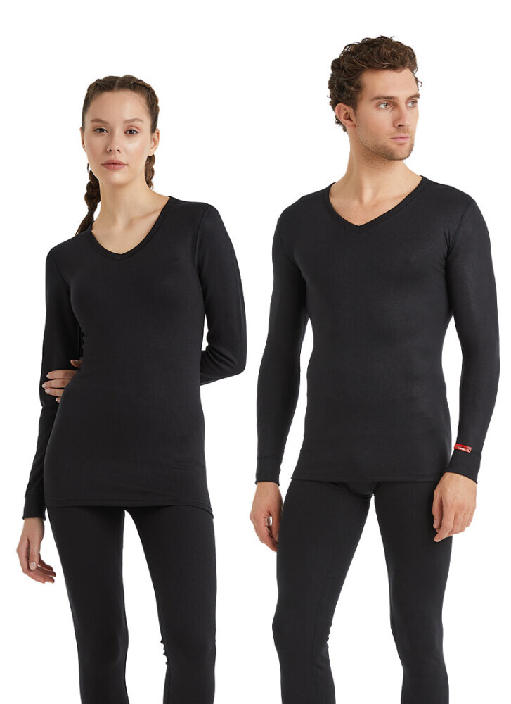 Blackspade Termal Aktif Unisex V Yaka T-Shirt Uzun Slv.-Si̇yah