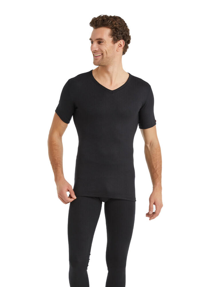 Blackspade Termal Aktif Unisex V Yaka T-Shirt Kısa Slv.-Si̇yah