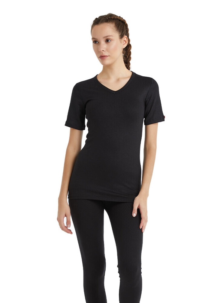 Blackspade Termal Aktif Unisex V Yaka T-Shirt Kısa Slv.-Si̇yah
