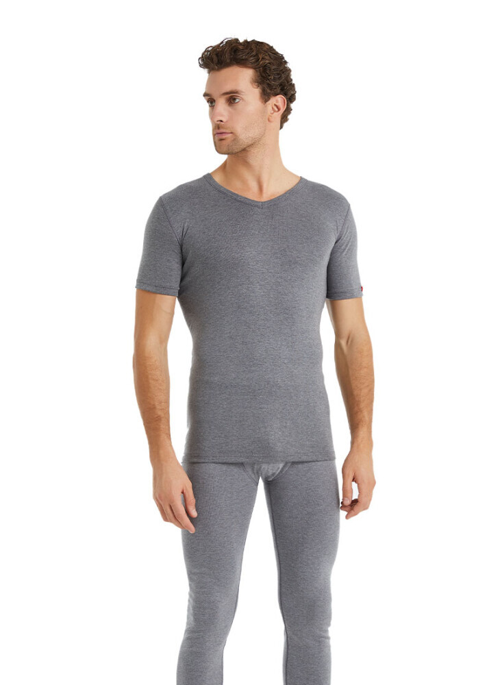 Blackspade Termal Aktif Unisex V Yaka T-Shirt Kısa Slv.-Gri