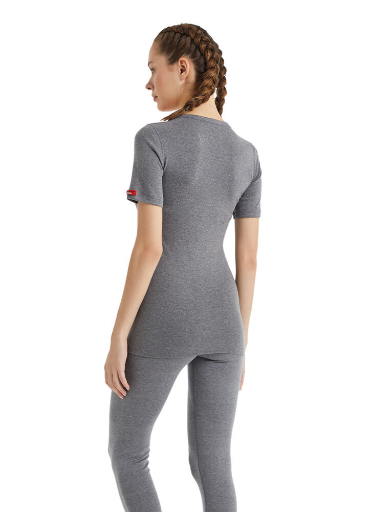 Blackspade Termal Aktif Unisex V Yaka T-Shirt Kısa Slv.-Gri