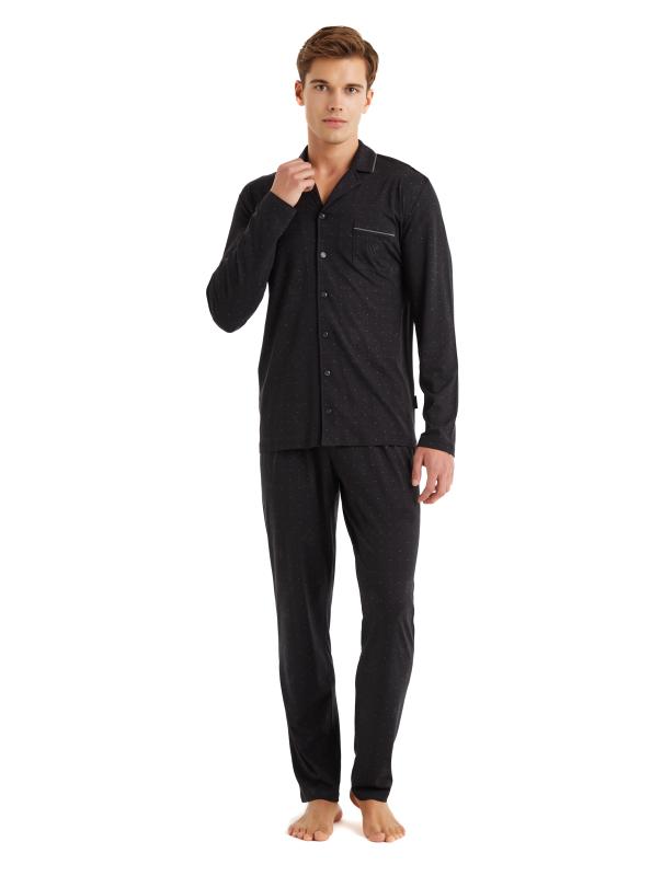 Blackspade 40571 Modal Uzun Kollu Önden Düğmeli Erkek Pijama Takımı
