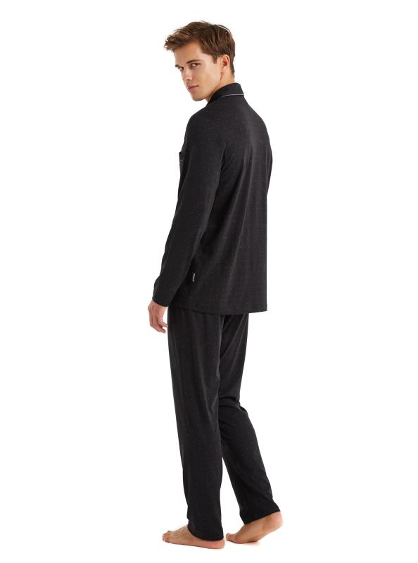 Blackspade 40571 Modal Uzun Kollu Önden Düğmeli Erkek Pijama Takımı