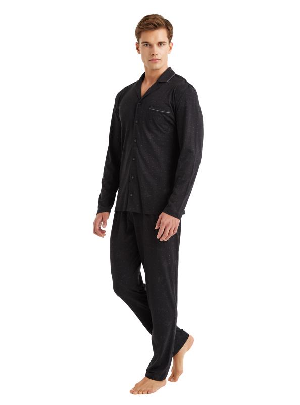 Blackspade 40571 Modal Uzun Kollu Önden Düğmeli Erkek Pijama Takımı