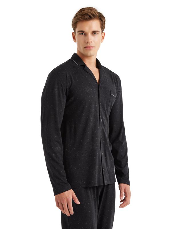 Blackspade 40571 Modal Uzun Kollu Önden Düğmeli Erkek Pijama Takımı