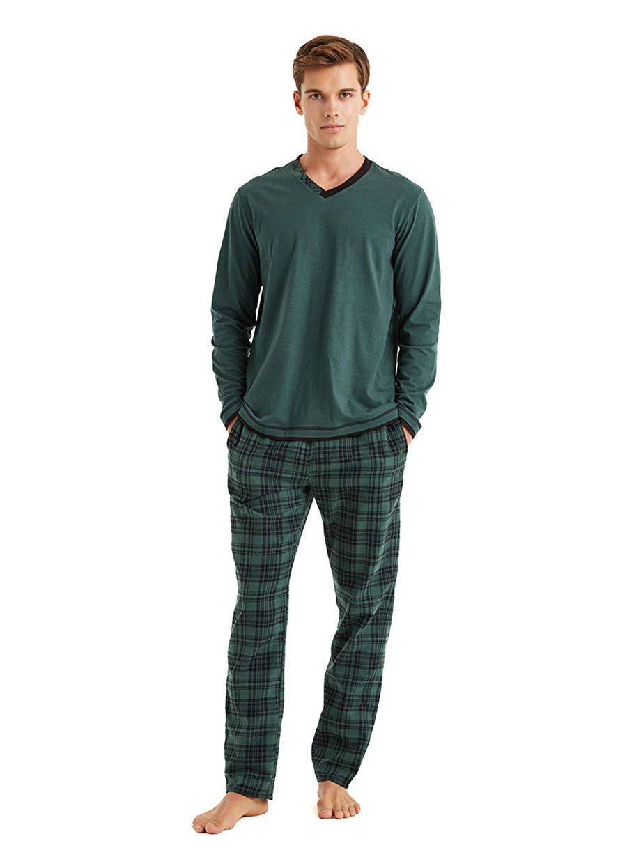 Blackspade 40587 Uzun Kollu V Yaka Erkek Pijama Takımı