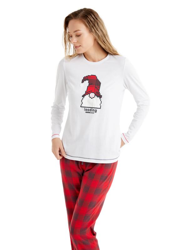 Blackspade 51622 Pamuklu Yuvarlak Yaka Uzun Kollu Kadın Pijama Takımı