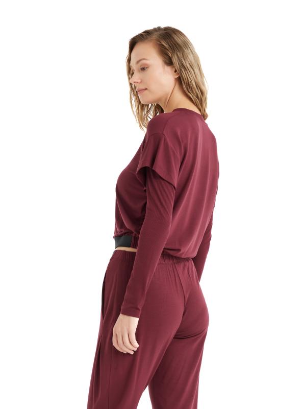 Blackspade 51641 Uzun Kollu Kadın Pijama Üstü-Bordo