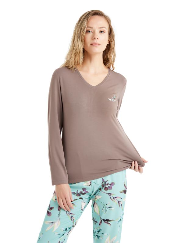 Blackspade 51661 Modal V Yaka Uzun Kollu Kadın Pijama Takımı