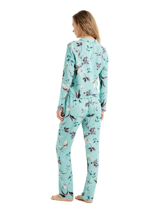Blackspade 51662 Dokuma Uzun Kollu Kadın Gömlek Pijama Takımı