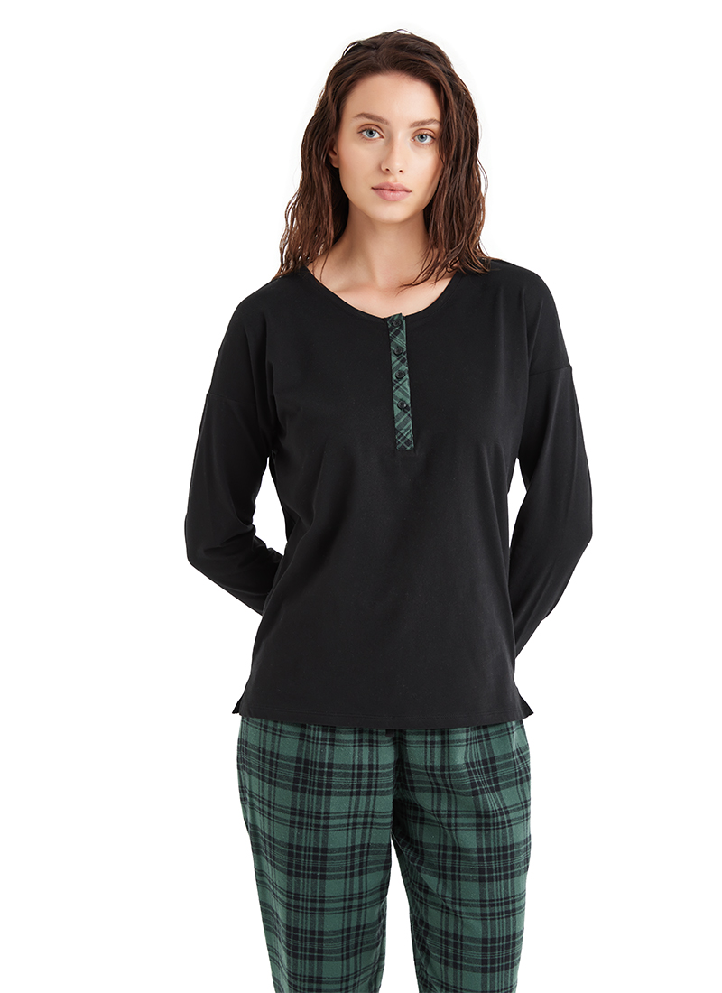 Blackspade 60477 Pamuklu Uzun Kollu Kadın Pijama Takımı