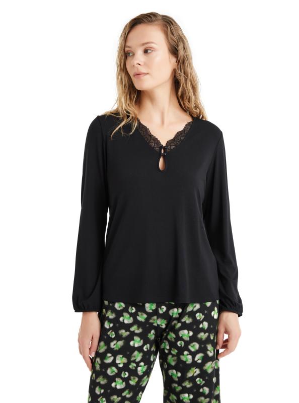 Blackspade 60507 Dantel Detaylı Uzun Kollu Kadın Pijama Takımı