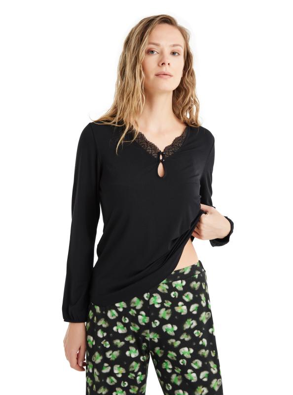 Blackspade 60507 Dantel Detaylı Uzun Kollu Kadın Pijama Takımı
