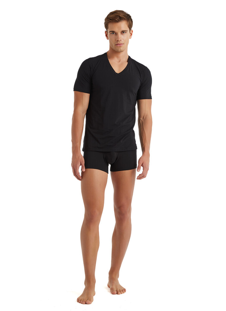 Blackspade Erkek Pamuklu V Yaka T-Shirt-Si̇yah