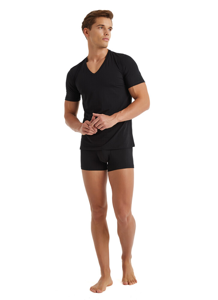 Blackspade Erkek Pamuklu V Yaka T-Shirt-Si̇yah