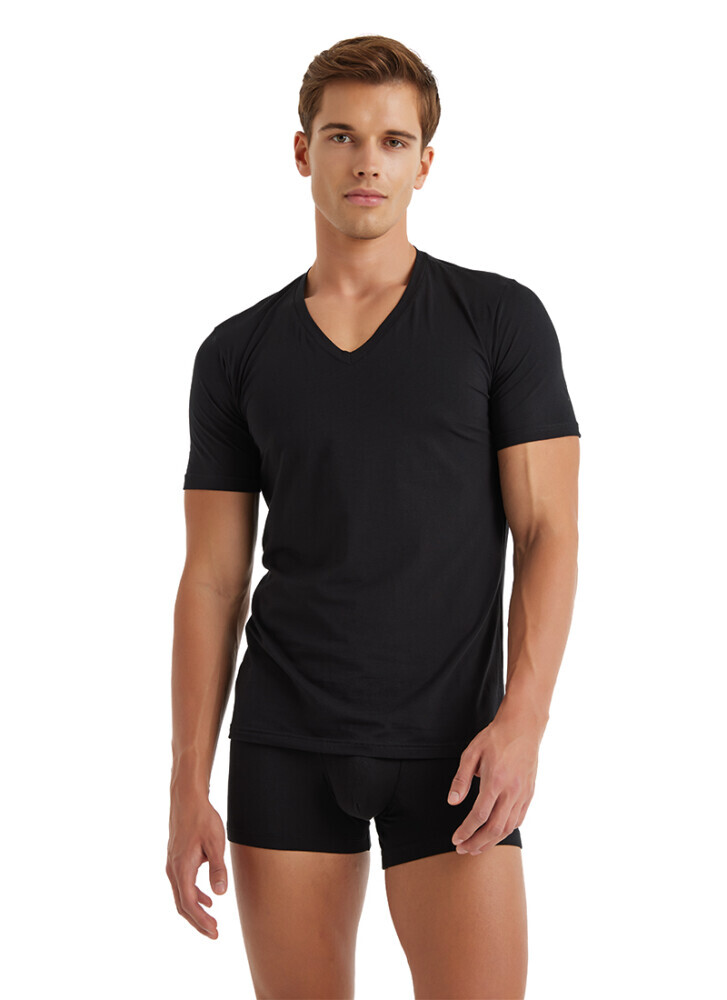 Blackspade Erkek Pamuklu V Yaka T-Shirt-Si̇yah