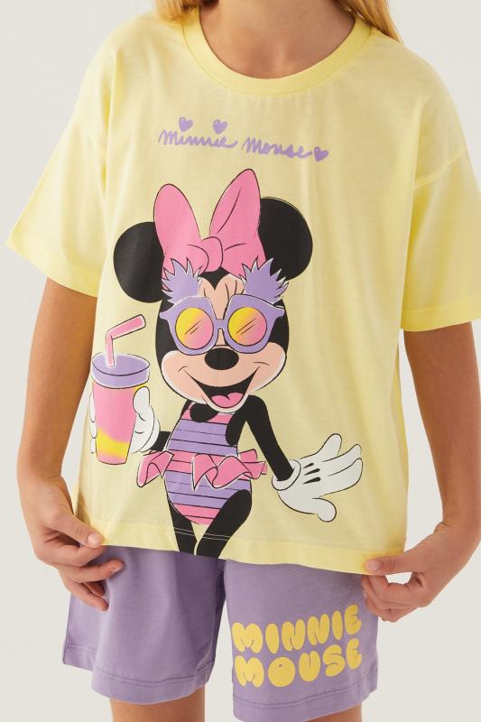 Minnie Mouse 4888 Pamuklu Kısa Kollu Kız Çocuk Şort Takım