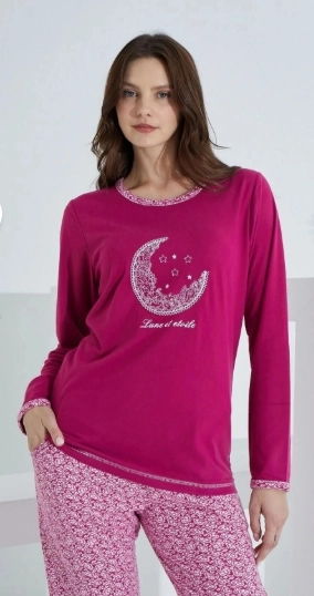 Etoile 98142 Kadın Uzun Kol Pijama Takımı-Fuşya