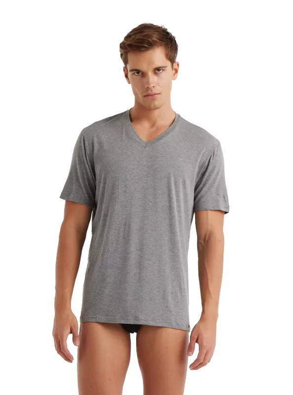 Blackspade Erkek Silver Modal V Yaka T-Shirt-Gri