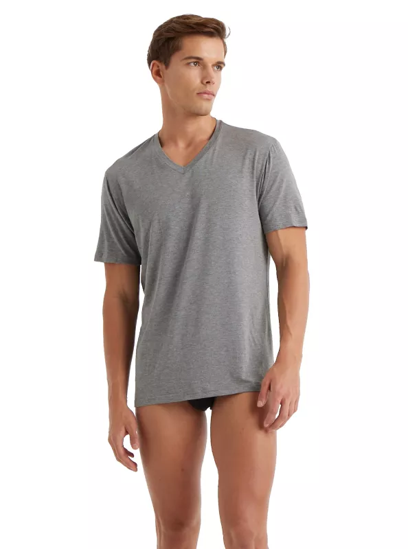 Blackspade Erkek Silver Modal V Yaka T-Shirt-Gri