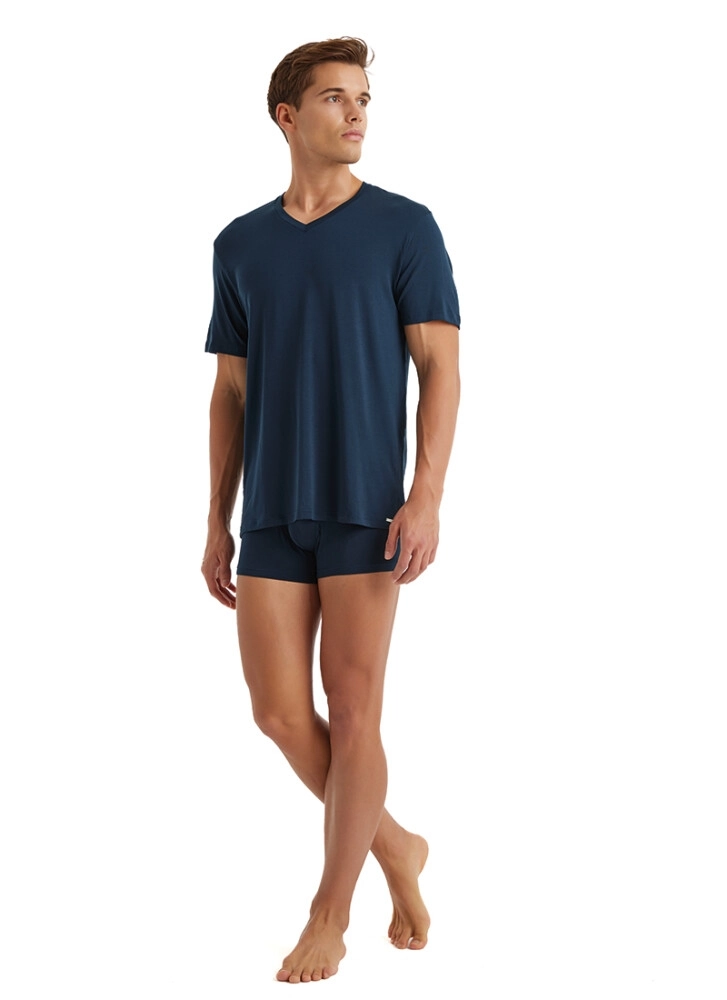 Blackspade Erkek Silver Modal V Yaka T-Shirt-Laci̇vert