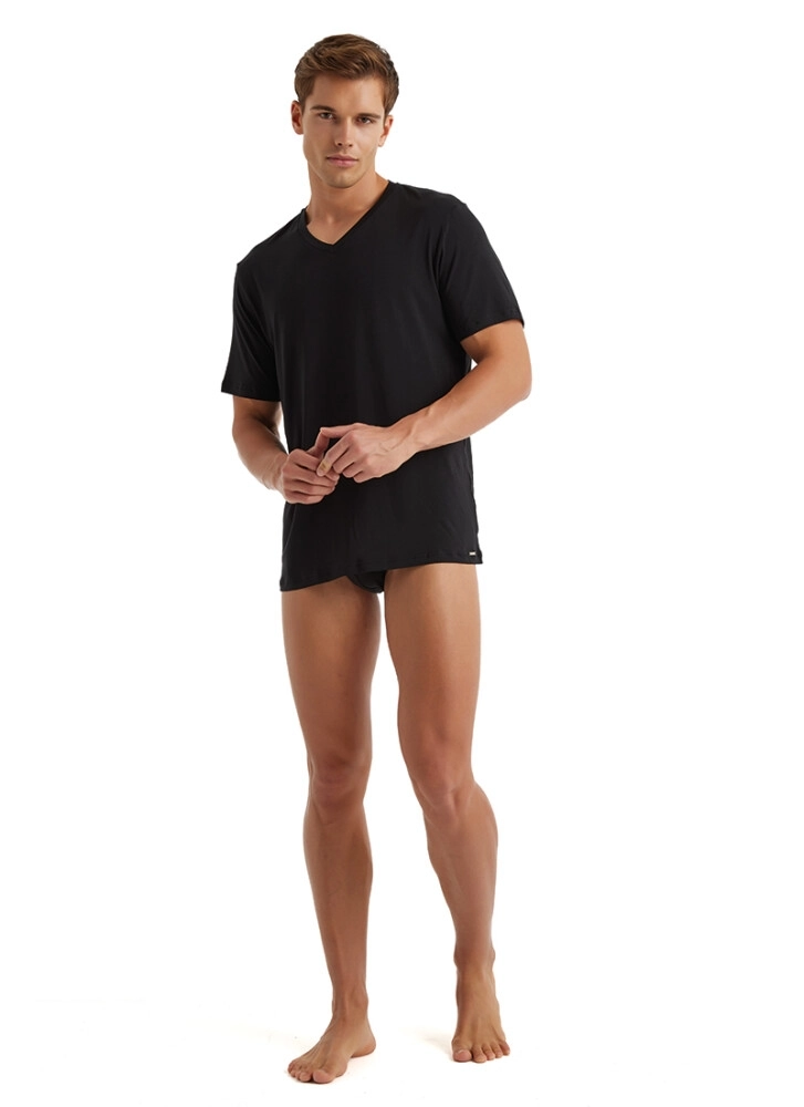 Blackspade Erkek Silver Modal V Yaka T-Shirt-Si̇yah