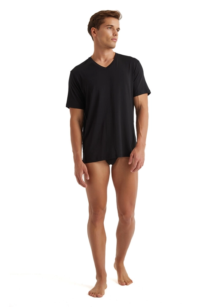Blackspade Erkek Silver Modal V Yaka T-Shirt-Si̇yah