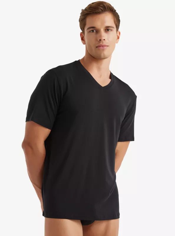 Blackspade Erkek Silver Modal V Yaka T-Shirt-Si̇yah