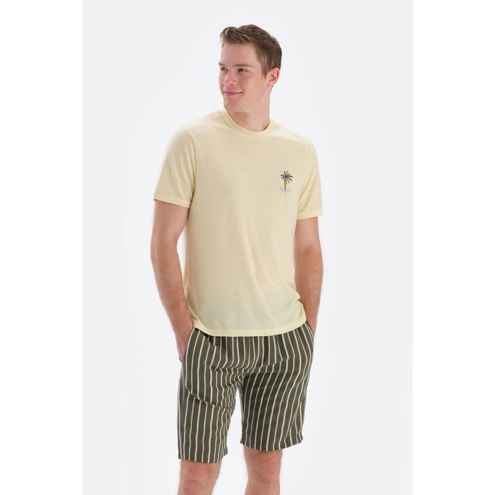 Eros 33012 Pamukl Kısa Kollu Erkek Şortlu Pijama Takımı