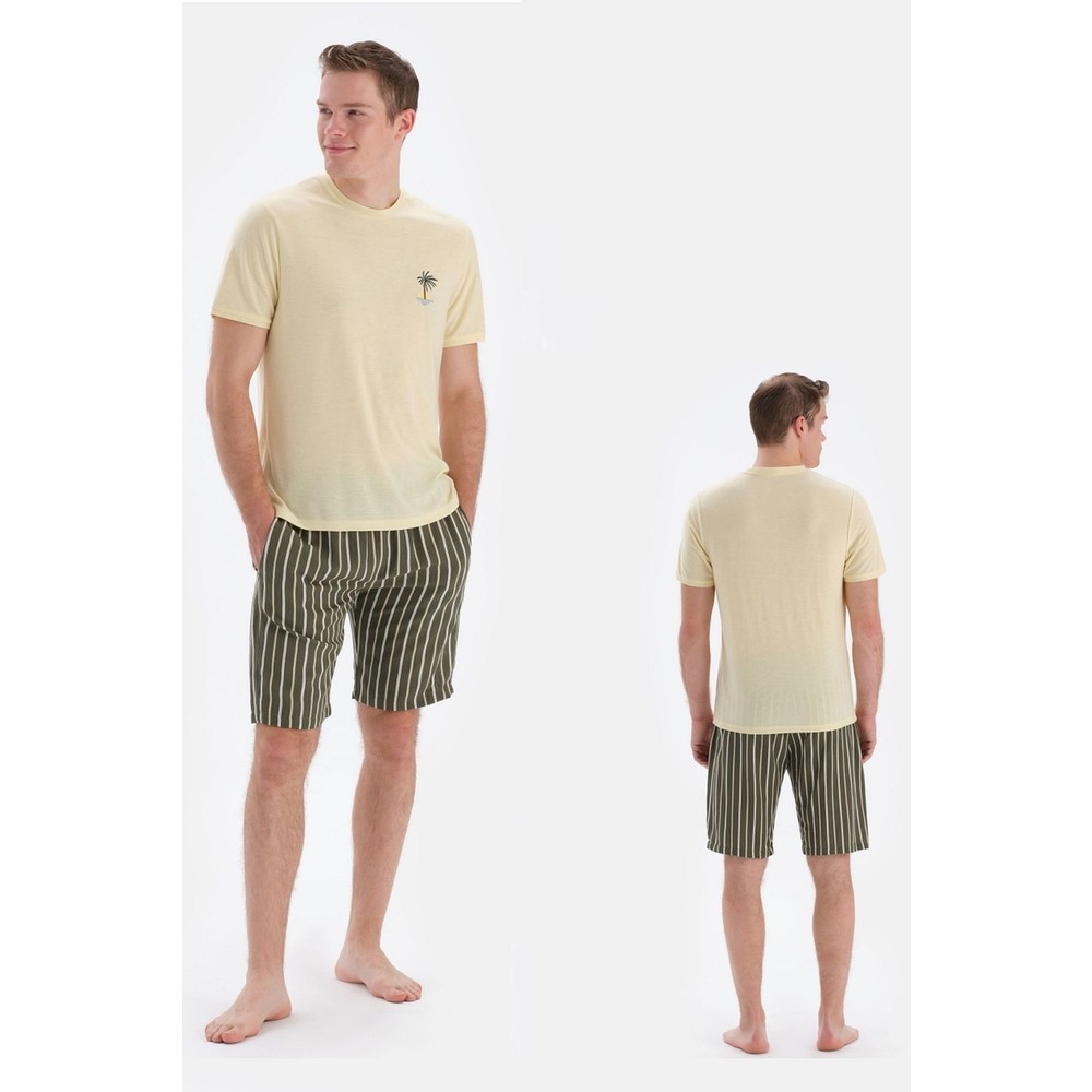 Eros 33012 Pamukl Kısa Kollu Erkek Şortlu Pijama Takımı