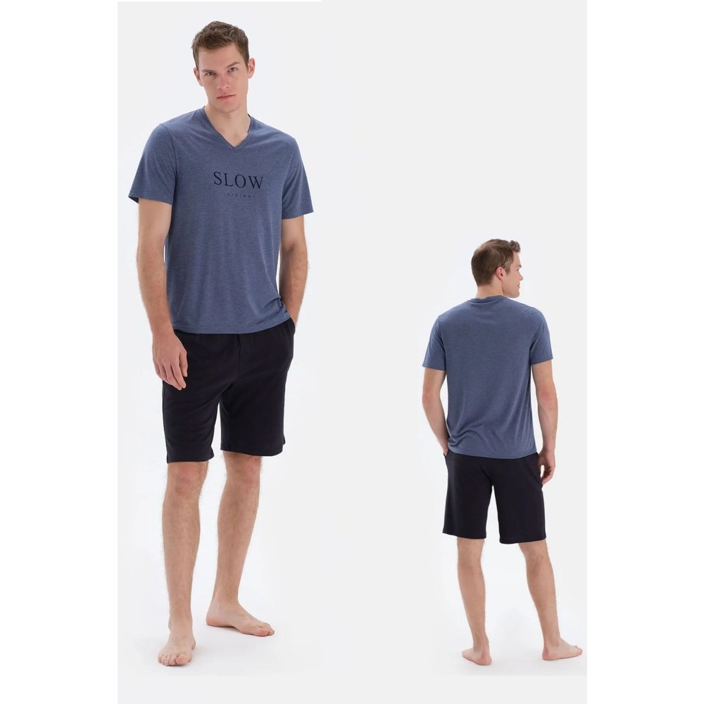 Eros 33024 Pamuklu V Yaka Kısa Kollu Erkek Pijama Takımı