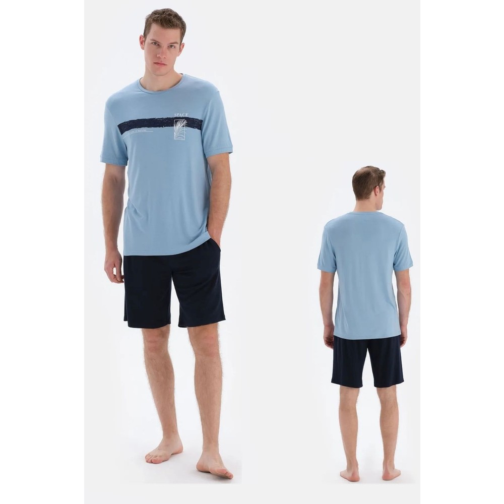 Eros 33052 Pamuklu Kısa Kollu Erkek Şortlu Pijama Takımı