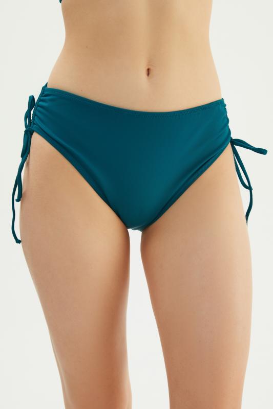Eros Yanı Büzgülü Tek Alt Bikini 2513-Petrol