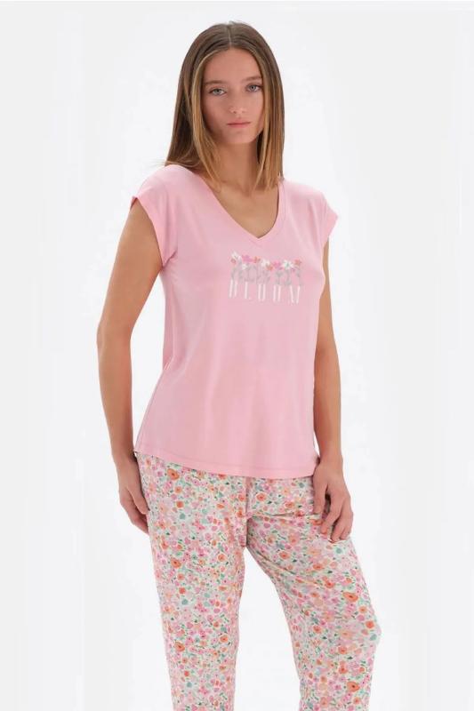 Eros 33510 Pamuklu Kısa Kollu V Yaka Kadın Pijama Takımı