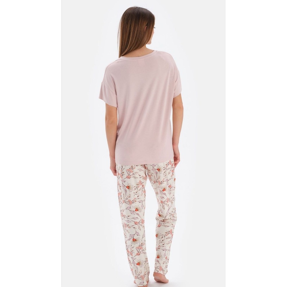 Eros 33520 Pamuklu Dantel V Yaka Kısa Kollu Kadın Pijama Takımı
